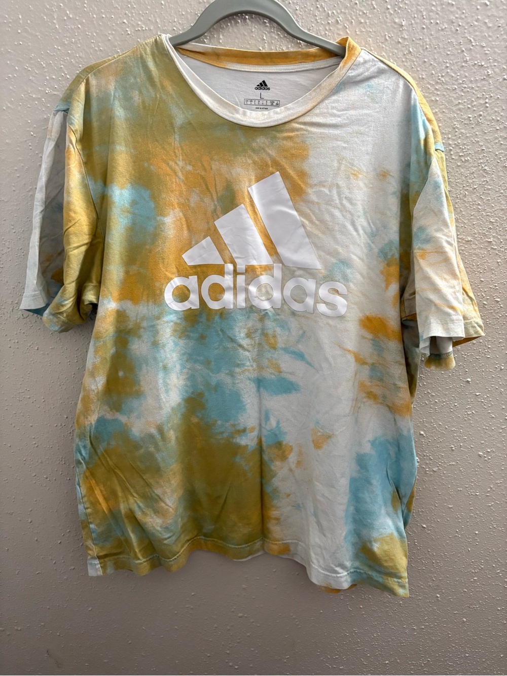 adidas Kids Tie-Dye Logo Tee in Yellow & Blue